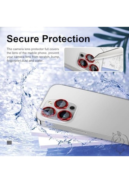 15 Pro/ 15 Pro Max Premium Kamera Lens, Orijinal Tasarım, 9h Temperli Cam, Metal Aksesuar, Kurulum, Kırmızı modelleri