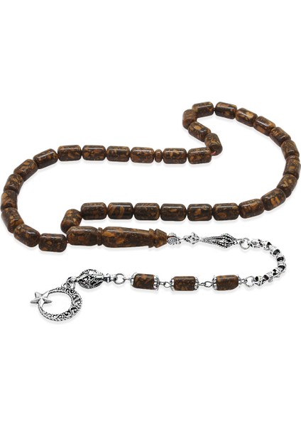 Kararmaz Metal Püsküllü Kapsül Kesim Kahverengi Kokulu Tarçın Ağacı Tesbih