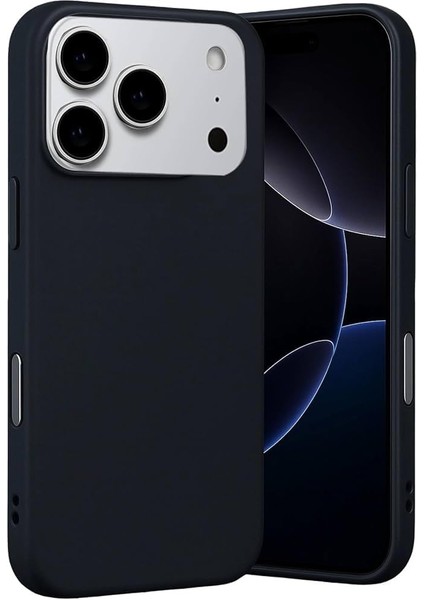 Ggm Aksesuar 17 Pro ile Uyumlu Içi Kadife Dışı Mat Yapıya Sahip Koruma Sağlayan Lansman Silikon Kılıf (Siyah)