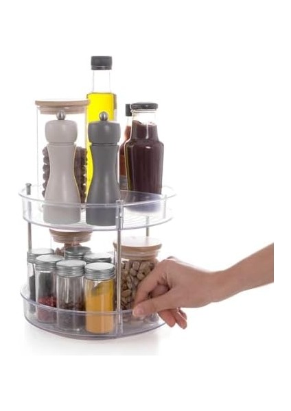 M-E64-16 Elpida Iki Katlı Döner Raf, 20 x 23 Cm, Şeffaf fiyatları