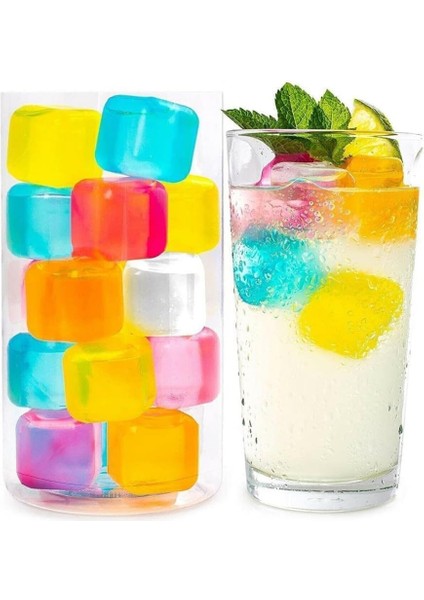 Renkli Tükenmez Buz Kalıbı 1 Paket Buz Küpleri Renkli Plastik Buz Küpü Soğutucu Tükenmez Buz (10)