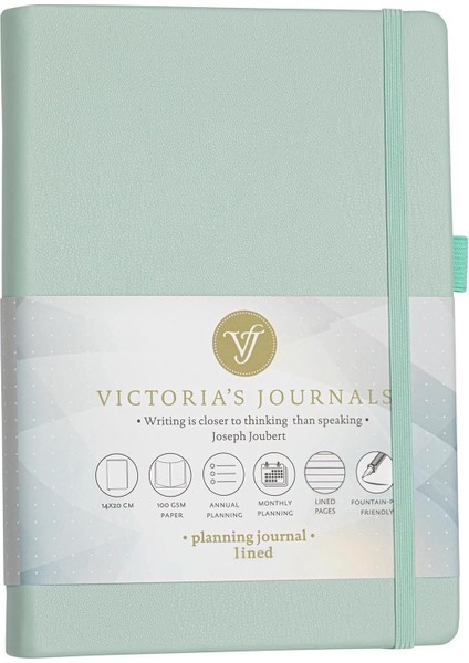 Sert Kapak Planlayıcı Çizgili Defter, 14X20 Cm-Yeşil