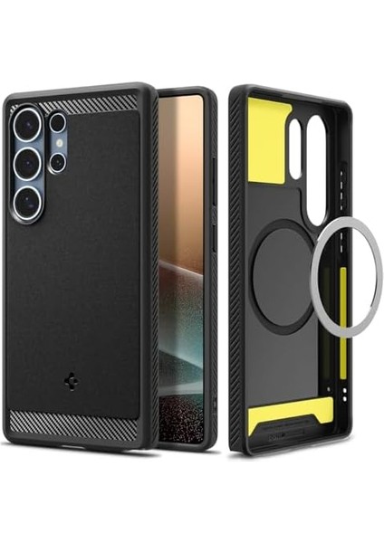 Galaxy S25 Ultra ile Uyumlu Ekstra Dayanıklı Kılıf Rugged Armor Hava Kanalı Teknolojisi Askeri Sınıf Koruma Magfit Özellikli Çift Katman Kapak - ACS08951 modelleri