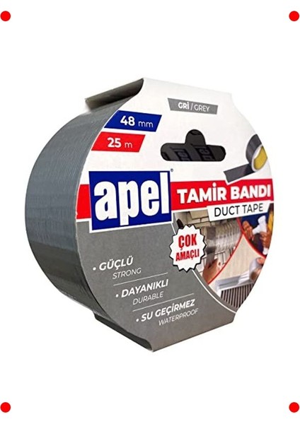 Gri Tamir Bandı (Duct Tape) Askılı, 48 mm x 25 M