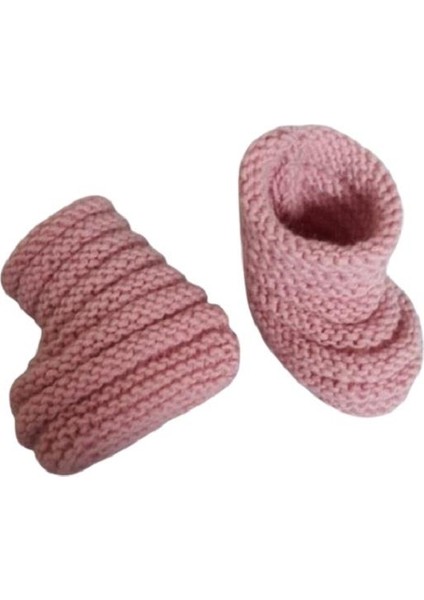 Örme Pudra Rengi Fitilli Patik