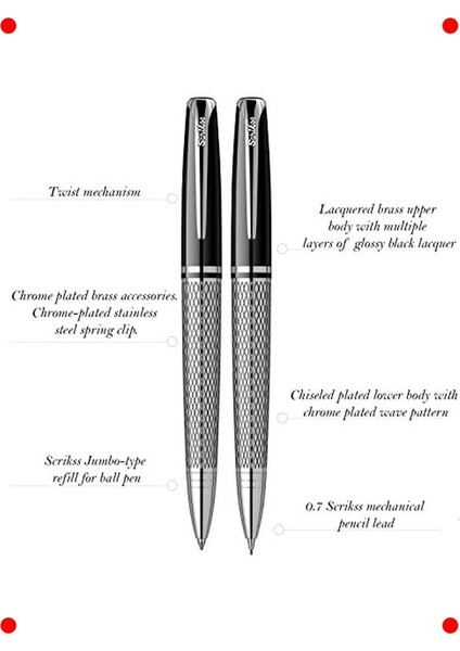 Lüks Kalem Seti: Dolma, Tükenmez, Versatil Siyah Krom fırsatları