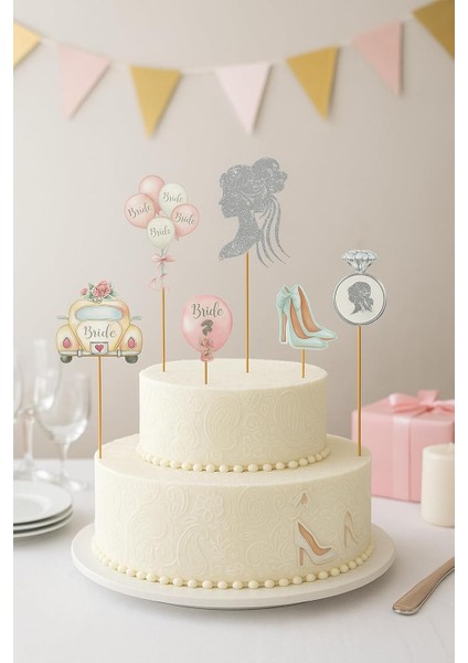 To Be Gümüş Gri Renkli Gelin Pasta Üstü Figür Süs Seti – Düğün ve Nişan Pastaları Için
