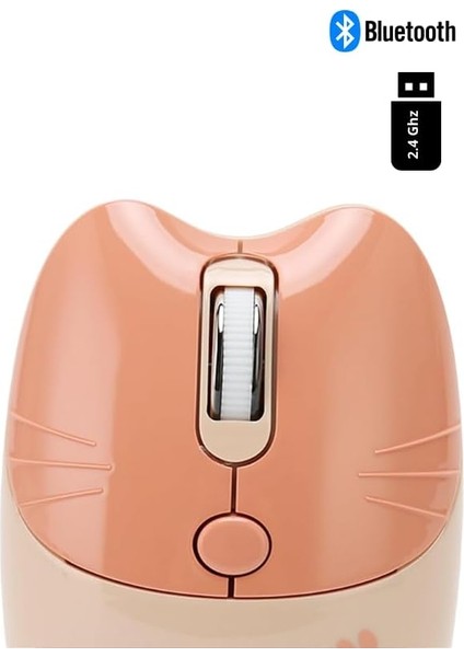 Sevimli Kedi Kablosuz Pudra-Bej Mouse + Mode modelleri