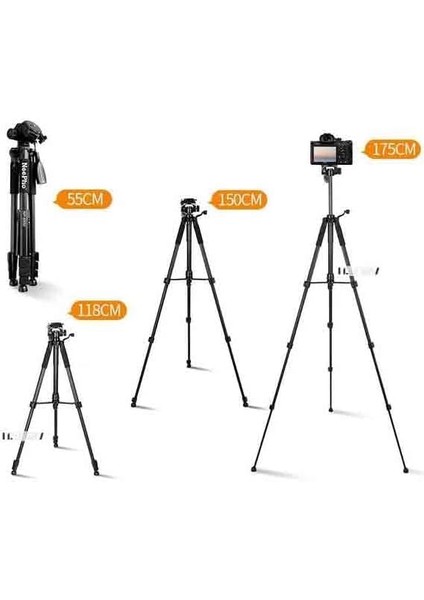 Kamera Kalın Gövdeli Sağlam Aliminyum Profesyonel Telefon Tutucu Çantalı 175 cm Neepho F8850 Kumandalı 175CM fiyatları