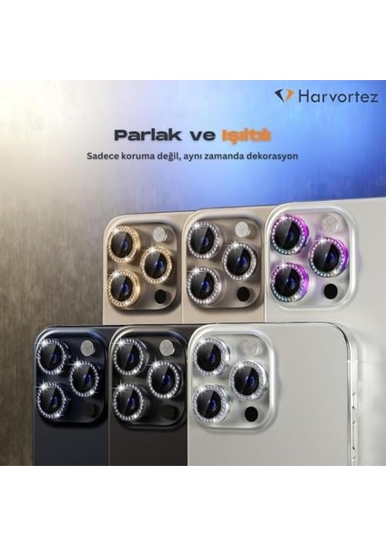 15 Pro,15 Pro Max Için, Taşlı, Kamera Lens, Basit Kurulum, Hd Görüntü, Metal Çerçeve, 9h Temperli Cam, Çizilmeye Dayanıklı, Camera Lens Protector (Mavi Titanyum) fiyatları