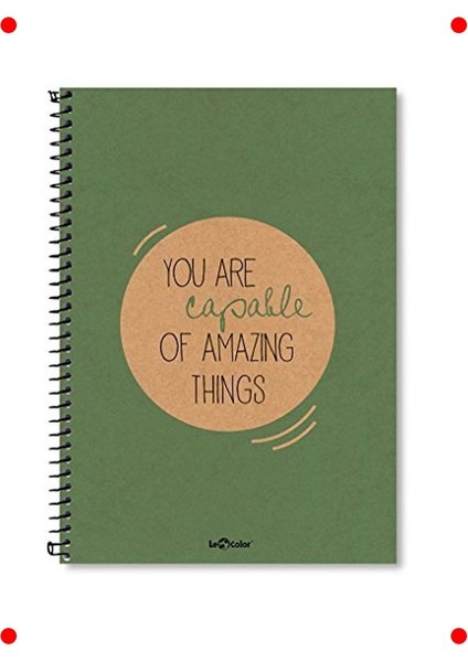 Sert Kapaklı Spiralli Defter - Sarı Sayfa, Yeşil