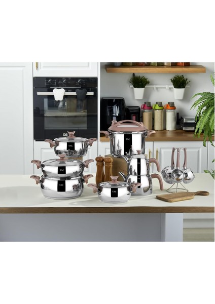 Lina 18 Prç Çelik Çeyiz Seti Rosegold