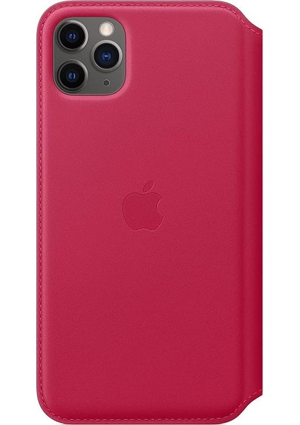 11 Pro Max Için Deri Folyo Kılıf - Ahududu