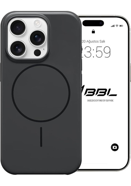 Kablosuz Şarj Ile Uyumlu Sert Mika Çizilmeye Dayanıklı Koruyucu Kılıf Ince Form Mikrofiber Kaplama (Gece Siyahı, 15 Pro Max)