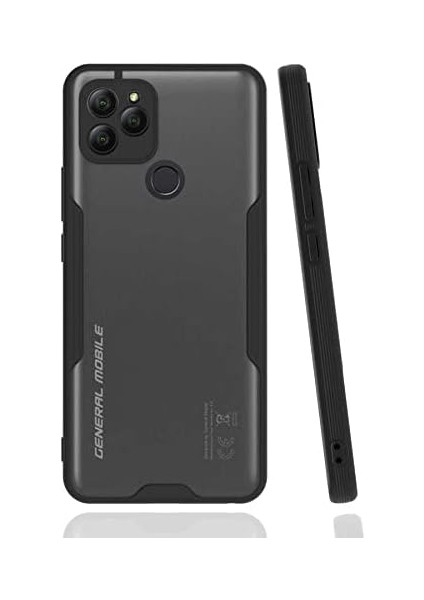 Mobile Gm 22 Uyumlu Kılıf Kamera Korumalı Mat Silikon Platin- Siyah