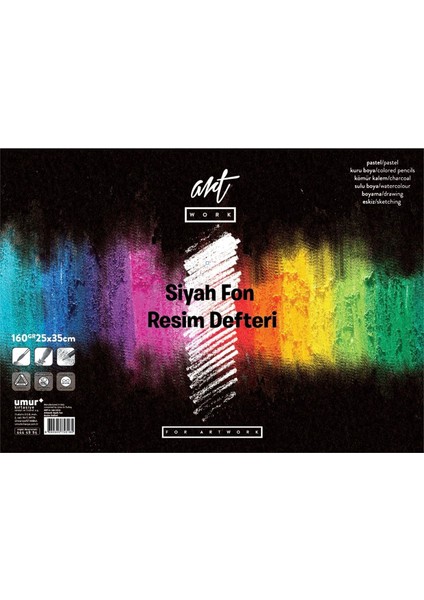 Renkli Resim Defteri Siyah Fon 160 gr 25 x 35 16 Yaprak