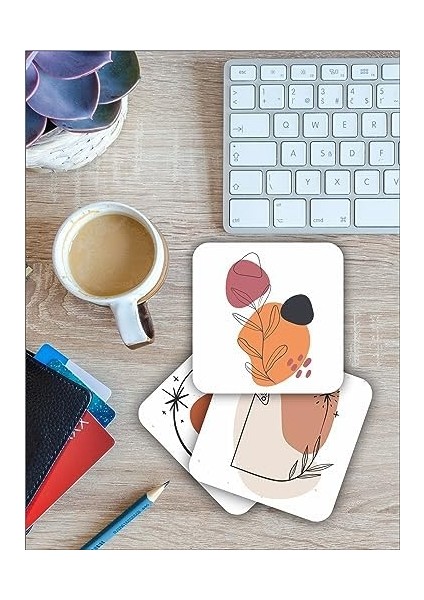 Ay Kelebek Temalı Ahşap Altlığı Ahşap Baskılı Altlık 6&apos;lı Set (9 X9CM) KARBONNM26 fiyatları