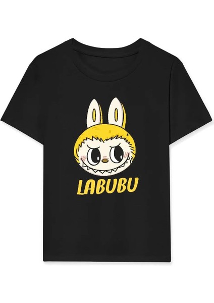 Kız Labubu Çocuk Baskılı T-Shirt - Siyah