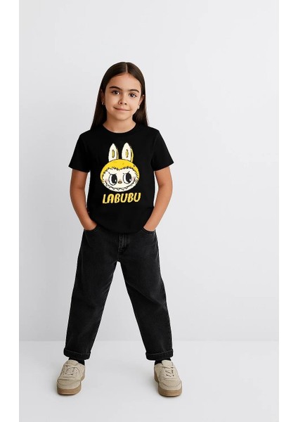 Kız Labubu Çocuk Baskılı T-Shirt - Siyah fiyatları
