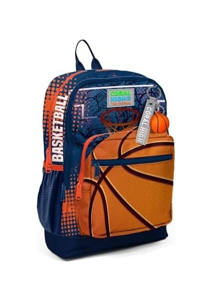 Dört Bölmeli Turuncu Lacivert Basketbol Desenli Ilkokul Sırt Çantası - Erkek Çocuk fiyatları