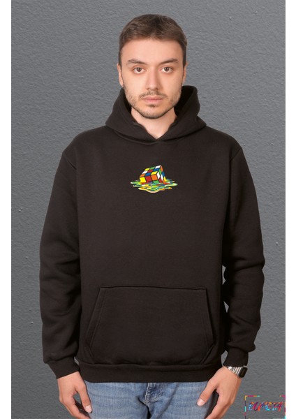 Rubik Zeka Küpü Erimiş Kombinasyon Sweetshirt Unisex Kapüşonlu Hoodie