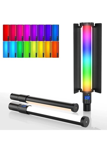 Stick Rgb LED Işık Ayak Dahil Fotoğraf ve Video Çekimleri Için Rgb Mod OLED Ekran 3000K - 6000K 12 Farklı Işık Efekti Aydınlık Kontrolü Göz Yormayan Yumuşak Işık Kumandalı Profesyonel FL600