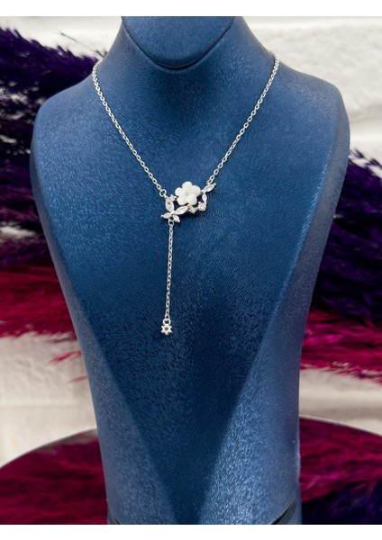 925 Ayar Gümüş Mineli Lotus Modeli Zarif Kadın Kolye fiyatları