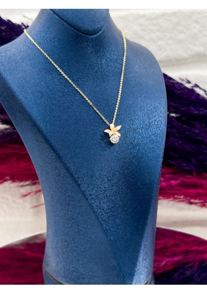 925 Ayar Gümüş Çiçek Mineli Tektaş Modeli Zarif Kadın Kolye fiyatları