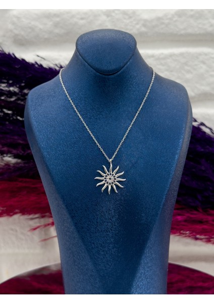 925 Ayar Gümüş Nazar Boncuklu Güneş Modeli Lüks Kadın Kolye