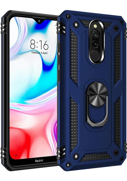 8 Için Kılıf Military Ring Holder Lacivert [ 8 ile Uyumlu Kılıf - Lacivert]