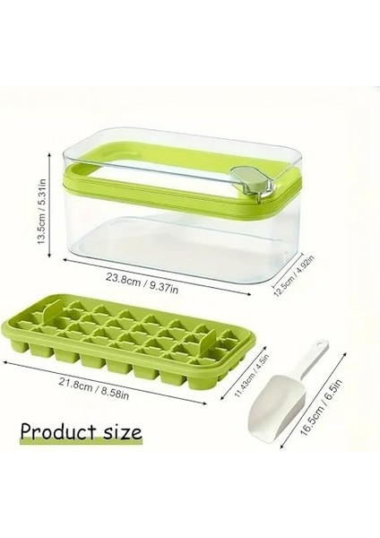 2 Katlı Buz Kalıbı Saklama Kabı Seti, Kürekli, 64 Bölmeli (Yeşil) fiyatları
