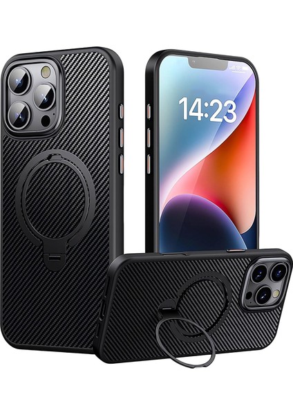 16 Pro Max Için Kılıf, Magsafe ile Uyumlu, [dahili 360° Spin Manyetik Standı] Askeri Sınıf Darbeye Dayanıklı Gen-5 Aramid Fiber Kılıf Koruyucu Kılıf, 16 Pro Max 6,9 Inç Için, Siyah
