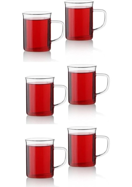 6&apos;lı Borosilikat Cam Kupa – Dayanıklı Termisil Çay ve Kahve Bardağı Seti, Şeffaf Cam Kupa, Soğuk Içecekler Için Dayanıklı Takımı (6 Adet)