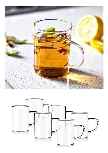 6&apos;lı Borosilikat Cam Kupa – Dayanıklı Termisil Çay ve Kahve Bardağı Seti, Şeffaf Cam Kupa, Soğuk Içecekler Için Dayanıklı Takımı (6 Adet) fiyatları