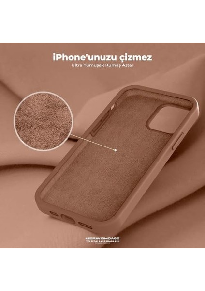 15 Pro Uyumlu Özel Ipeksi Dokunuş Hissi Veren Içi Yumuşak Kadife Lansman Silikon Kılıf Kapak (Kahverengi) fiyatları