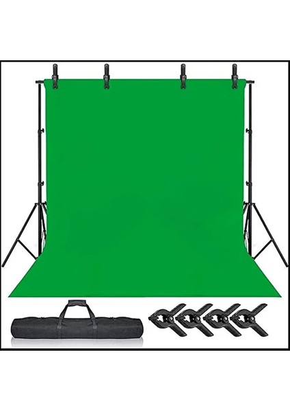 2X3M Yeşil Fon + Fon Seti 3 Mandal Screen Background