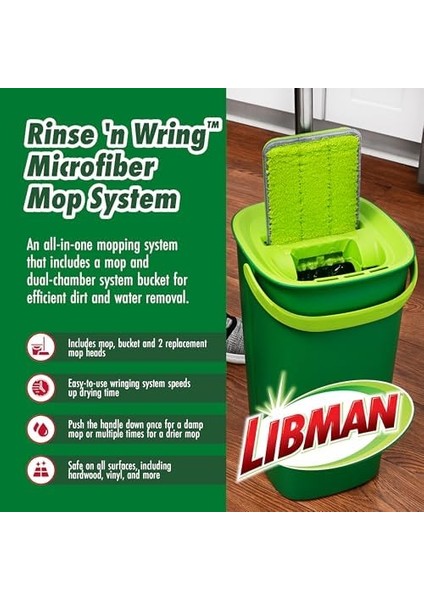 Rinse &apos;n Wring Paspas ve Kova Sistemi | Mikrofiber Zemin Paspası | Zemin Temizleyici | Islak ve Kuru Paspas | Temiz ve Kirli Su Odaları | Silecek Bıçakları | 2 Toplam Mikrofiber Ped fiyatları