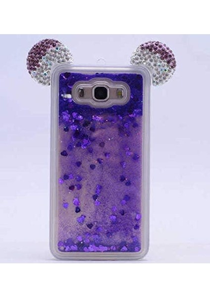 J7 2016 Uyumlu Sıvılı Taşlı Micky Kulaklı Silikon Kılıf ( Rengi)