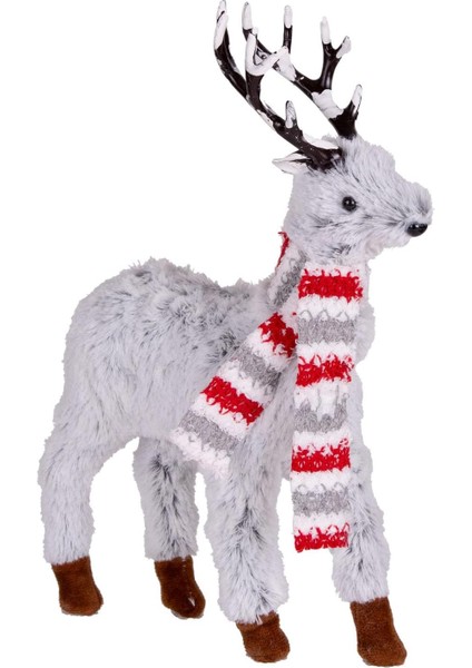 Yılbaşı Süsü Atkılı Geyik Gri 20X30 Cm.