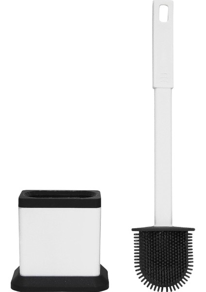 Antibakteriyel Silikon Uçlu Kare Tuvalet Fırçası BEYAZ(NV2028)