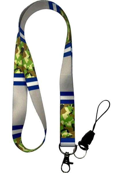 Kamuflaj Rengarenk Boyun Ipi ve Telefon Askısı Lanyard