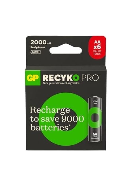 Batteries Recyko Pro Aa Ni-Mh Şarjlı Pil, 1.2 Volt, 6&apos;lı Kart fiyatları