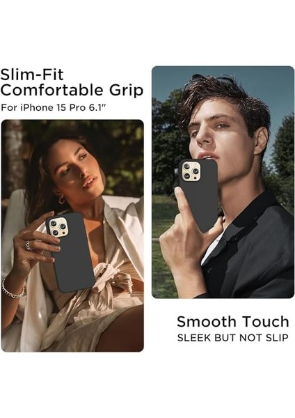 15 Pro Kılıf 6.1 ile Uyumlu, Sıvı Silikon 3 Katmanlı Tam Kaplamalı Yumuşak Jel Kauçuk Telefon Kılıfı Kapak 6.1 Inç, Siyah fiyatları