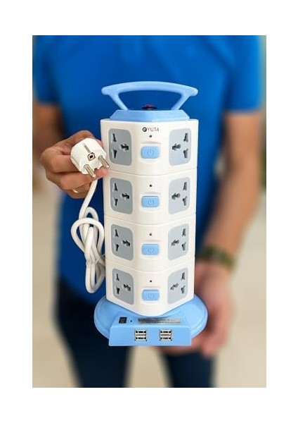Evrensel 16 Girişli Kule Tipi Priz Adaptör, 4 USB Portlu, 250V, 2500W/4000W, Tip G & Tip C Uyumlu, Amerikan, Avrupa, Ingiliz ve Güney Afrika Fiş Uyumu, Seyahat, Ev ve Ofis Kullanımı fiyatları