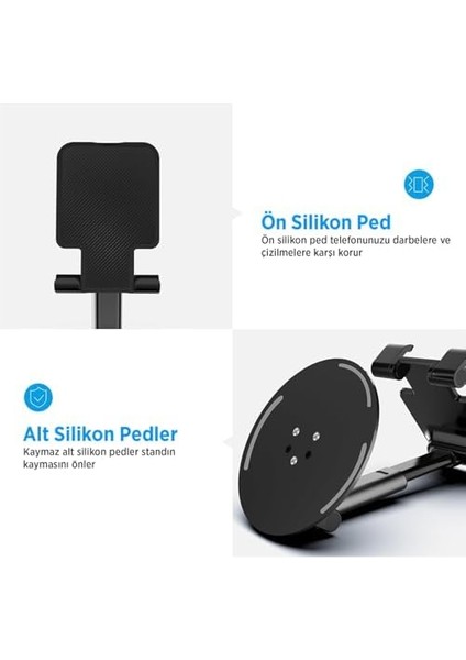 Juo Katlanabilir 360 Derece Dönen Masaüstü Telefon Standı Siyah modelleri