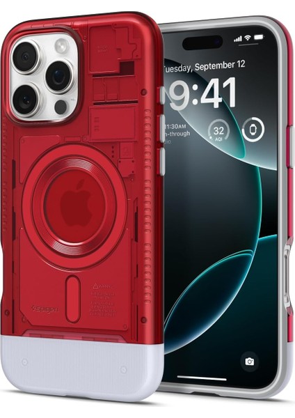 16 Pro Max Kılıf C1 Hava Kanalı Teknolojisi™ Askeri Sınıf Koruma Magfit Ruby Tasarım Kapak - ACS08020