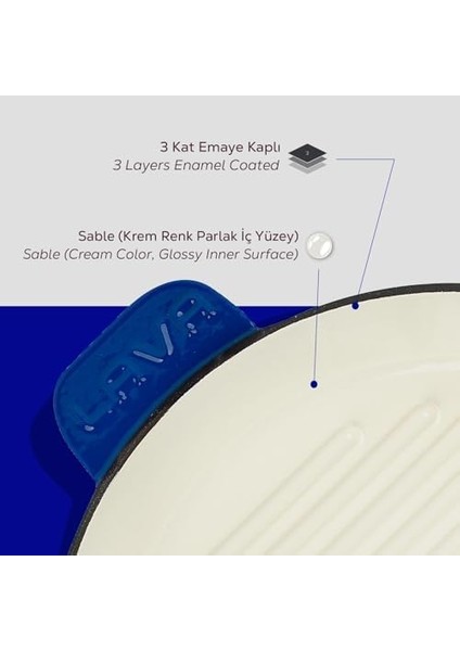 Döküm Yuvarlak Tavası Döküm Demir Yekpare Saplı Edition Serisi ÇAP(Ø)28CM. Mavi fiyatları