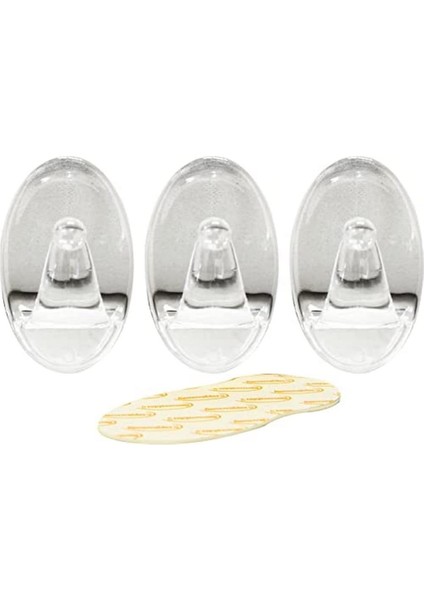 61318 3pc Transparent Removable Adhesive Hook,