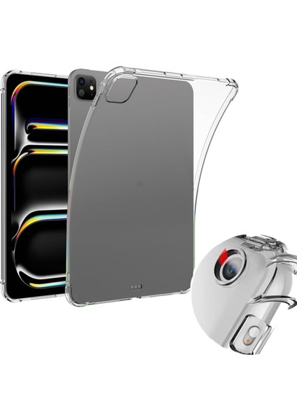 iPad Pro 13 ile Uyumlu 2024 Kılıf Tablet Nitro Anti Silikon Tamamen Şeffaf Görünümlü Kapaki Pad Pro 13 ile Uyumlu Tablet Kılıf Şeffaf Renk
