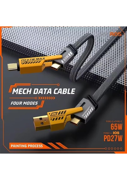 In 1 Çoklu USB Şarj Kablosu: 1m, Type C To Örgü Şarj Kablosu USB A/usb C 65W Tip C/27W Pd Her Cihaz ile Uyumlu Metal Başlıklı fiyatları